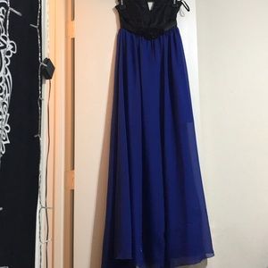 Black sequence belted maxi dress